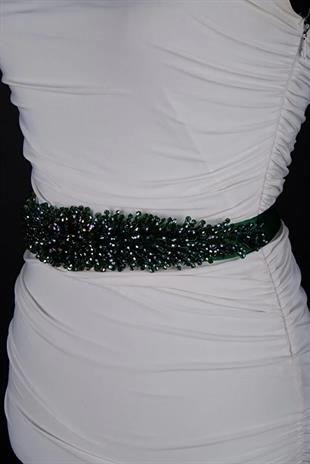 Custom Designed Wedding Dress and Evening Gown Belt with Crystal Bead Embellishments - Elegant Waist Accessory