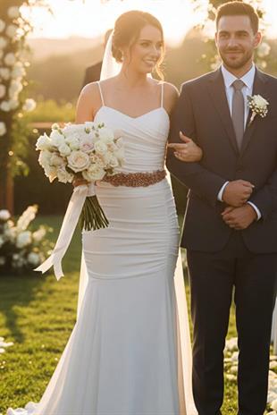 Custom Designed Wedding Dress and Evening Gown Belt with Crystal Bead Embellishments - Elegant Waist Accessory