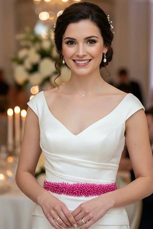 Custom Designed Wedding Dress and Evening Gown Belt with Crystal Bead Embellishments - Elegant Waist Accessory