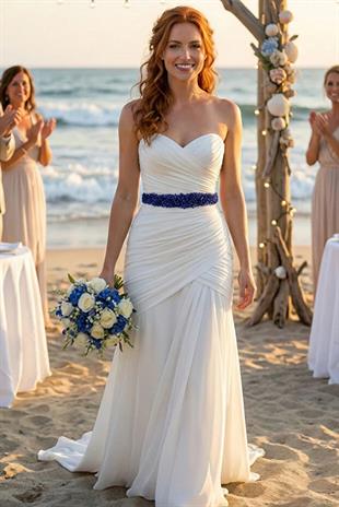 Custom Designed Wedding Dress and Evening Gown Belt with Crystal Bead Embellishments - Elegant Waist Accessory