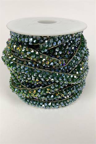 Kristal Boncuk İşlemeli Şerit Aplik