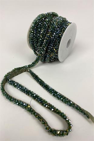 Kristal Boncuk İşlemeli Şerit Aplik