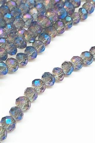 Janjanlı Gri Kristal Boncuk 6 mm