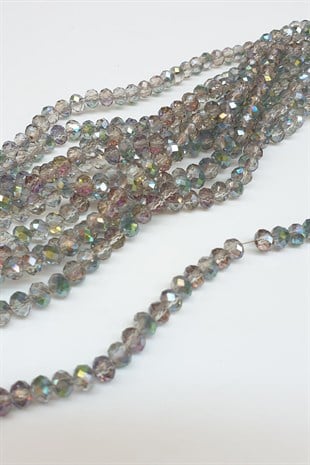 Janjanlı Açık Kahverengi Kristal Boncuk 6 mm