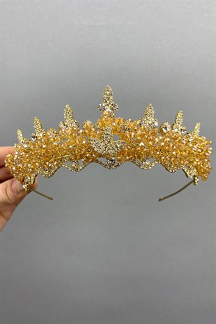 Crystal Beaded Almond Stone Bridal Henna Crown