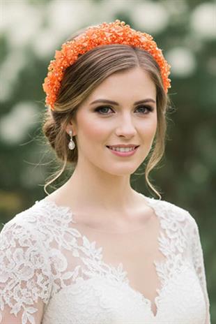 Crystal Beaded Floral Bridal Tiara, Henna and Bachelorette Party Hair Accessory