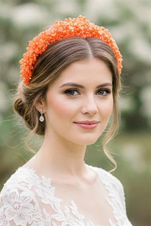 Crystal Beaded Floral Bridal Tiara, Henna and Bachelorette Party Hair Accessory