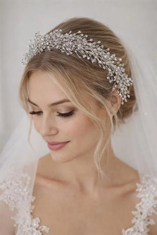 Handmade Hellenistic Bridal Tiara with Crystal Beads, Hair Accessory, Henna Tiara