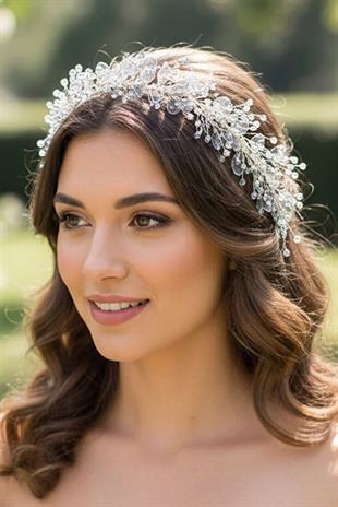 Handmade Hellenistic Bridal Tiara with Crystal Beads, Hair Accessory, Henna Tiara