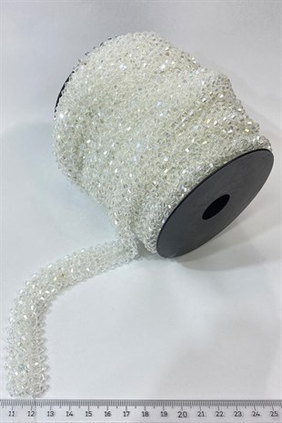 Crystal Beaded Embroidered Ribbon 1 mt