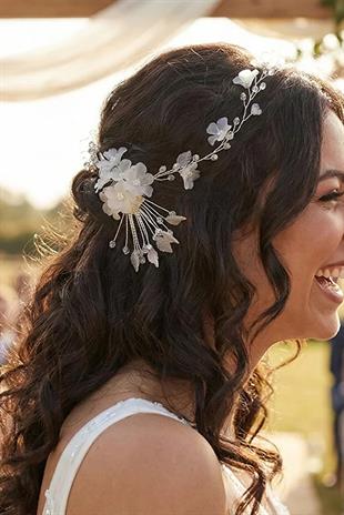 Crystal Flower Bridal Tiara Hair Accessory and Helen Hair Branch with Side Comb