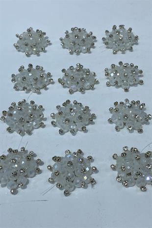 Kristal İnci Boncuklu Taşlı Broş