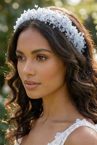 Crystal Embellished Floral Bridal Tiara, Henna and Engagement Hair Accessory