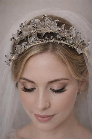 Crystal Embellished Floral Bridal Tiara, Henna and Engagement Hair Accessory