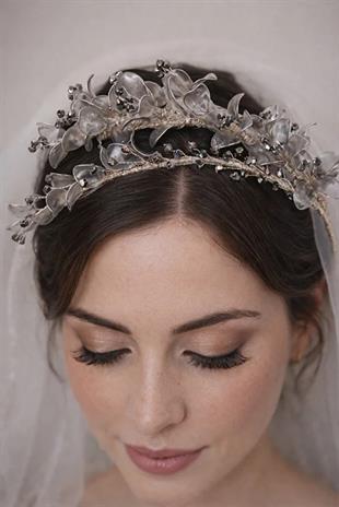 Crystal Embellished Floral Bridal Tiara, Henna and Engagement Hair Accessory