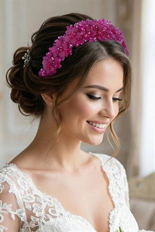Crystal Embellished Floral Bridal Tiara, Henna and Engagement Hair Accessory