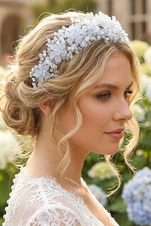 Crystal Embellished Floral Bridal Tiara, Henna and Engagement Hair Accessory