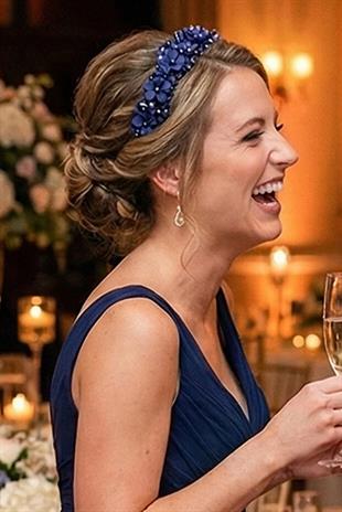 Crystal Embellished Floral Bridal Tiara, Henna and Engagement Hair Accessory