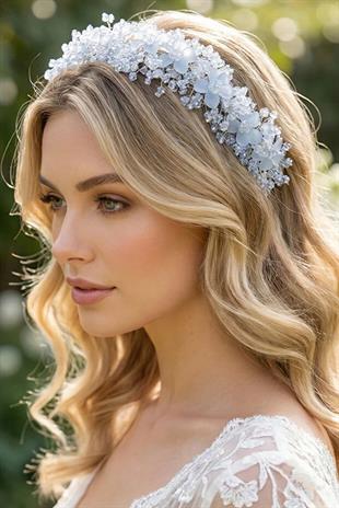 Crystal Embellished Floral Bridal Tiara, Henna and Engagement Hair Accessory