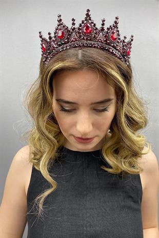 Crystal Stone Bridal Crown Red
