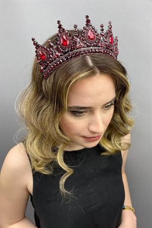 Crystal Stone Bridal Crown Red