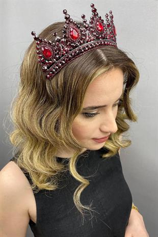 Crystal Stone Bridal Crown Red