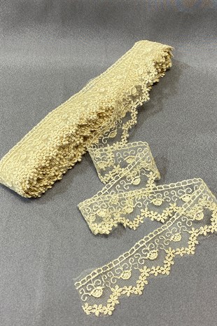 Küçük Çiçekli Kenar Güpür Dantel Fisto 9 mt