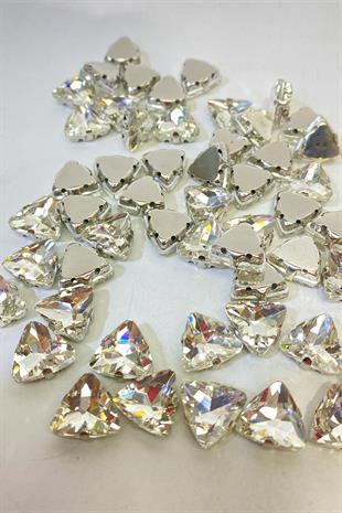 Küçük Üçgen Kasalı Beyoğlu Taşı Dikme Kristal Boncuk 5 Adet