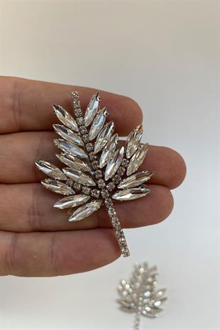 Küçük Yaprak Desenli Ütüyle Yapışan Parlak Taşlı Aplik