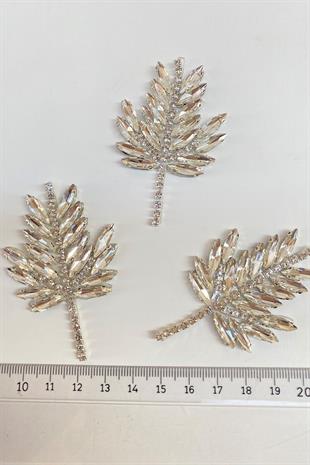 Küçük Yaprak Desenli Ütüyle Yapışan Parlak Taşlı Aplik