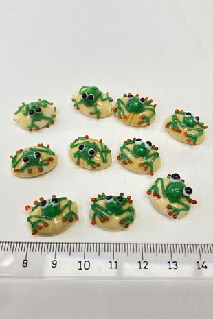 Kurbağa Cam Boncuk Bileklik Ucu Yeşil 1 Adet