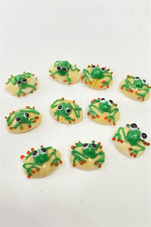 Kurbağa Cam Boncuk Bileklik Ucu Yeşil 1 Adet