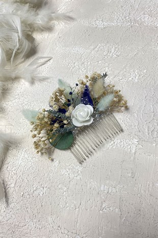 Kuru ve Yapay Çiçekli Taraklı Saç Tokası