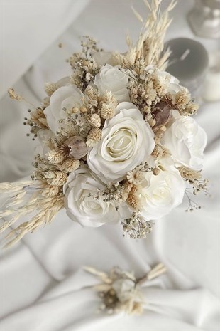 Kuş Otlu Gelin Çiçeği Gelin Buketi Ve Damat Yaka Çiçeği