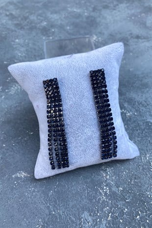 Navy Blue 4 Rows Dangle Evening Dress Earrings