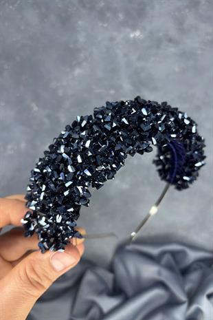 Navy Blue Asu Henna Bridal Tiara with Intense Beadwork