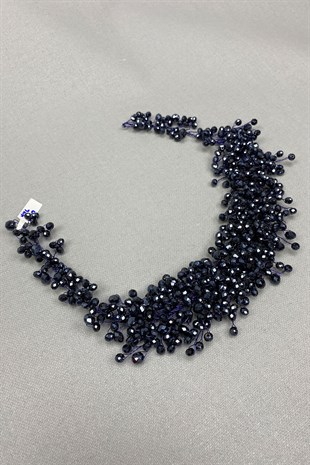 Navy Blue Asian Crystal Bridal Hair Accessory