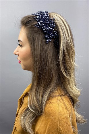 Navy Blue Asian Crystal Bridal Hair Accessory