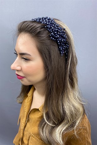 Navy Blue Asian Crystal Bridal Hair Accessory