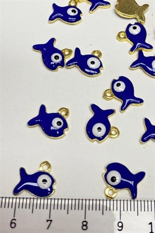 Lacivert Balık Model Nazar Boncuklu Kolye Ucu 1 Adet