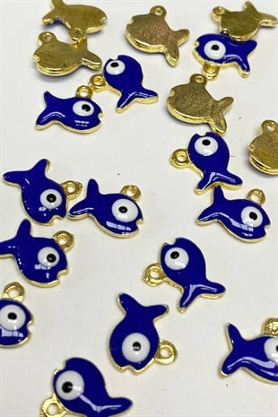 Lacivert Balık Model Nazar Boncuklu Kolye Ucu 1 Adet