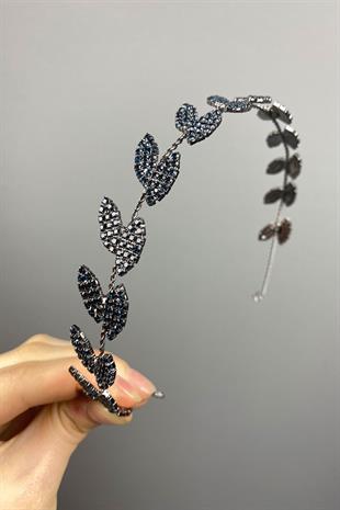 Navy Blue Bella Leaf Headband Bridal Accessory