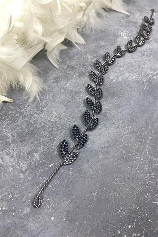 Navy Blue Bella Leaf Headband Bridal Accessory