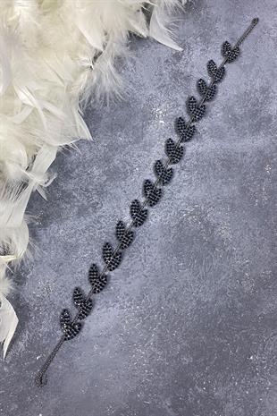 Navy Blue Bella Leaf Headband Bridal Accessory