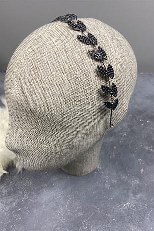Navy Blue Bella Leaf Headband Bridal Accessory