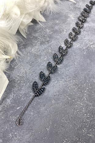 Navy Blue Bella Leaf Headband Bridal Accessory