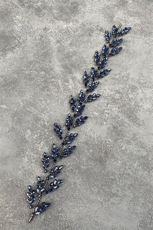 Navy Blue Beryl Leaf Motif Bridal Henna Crown Hair Accessory