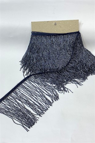 Lacivert Boncuklu 15 cm Saçak Püskül