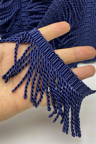 Lacivert Bulyon Saçak Püskül