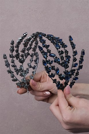 Navy Blue Double Sided Helen Bridal Henna Crown